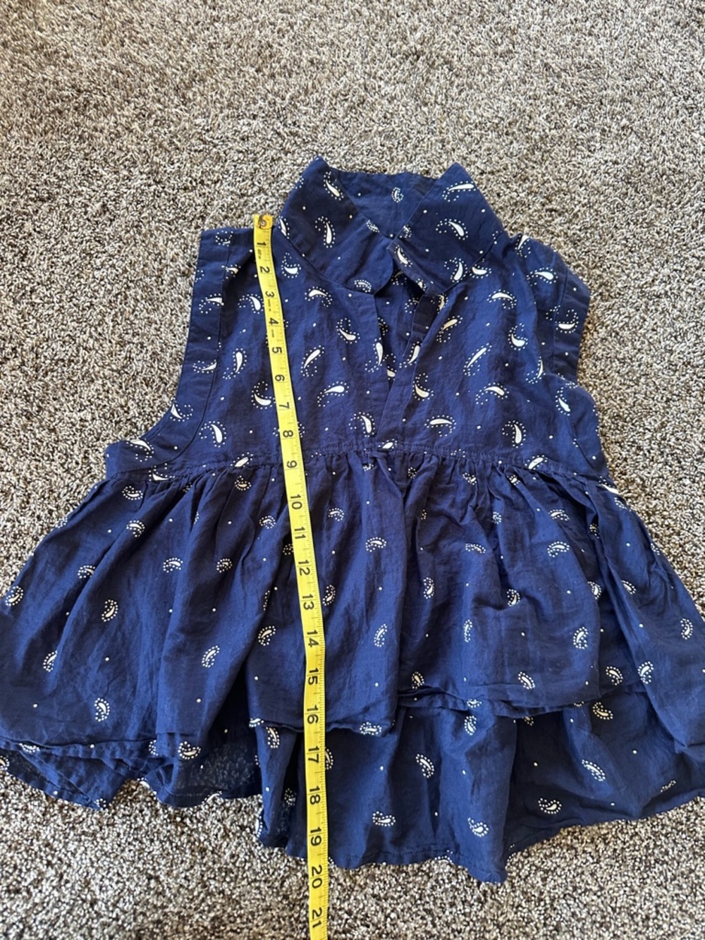 Source Unknown Navy Paisley Tiered Sleeveless Blouse - Picture 3 of 5